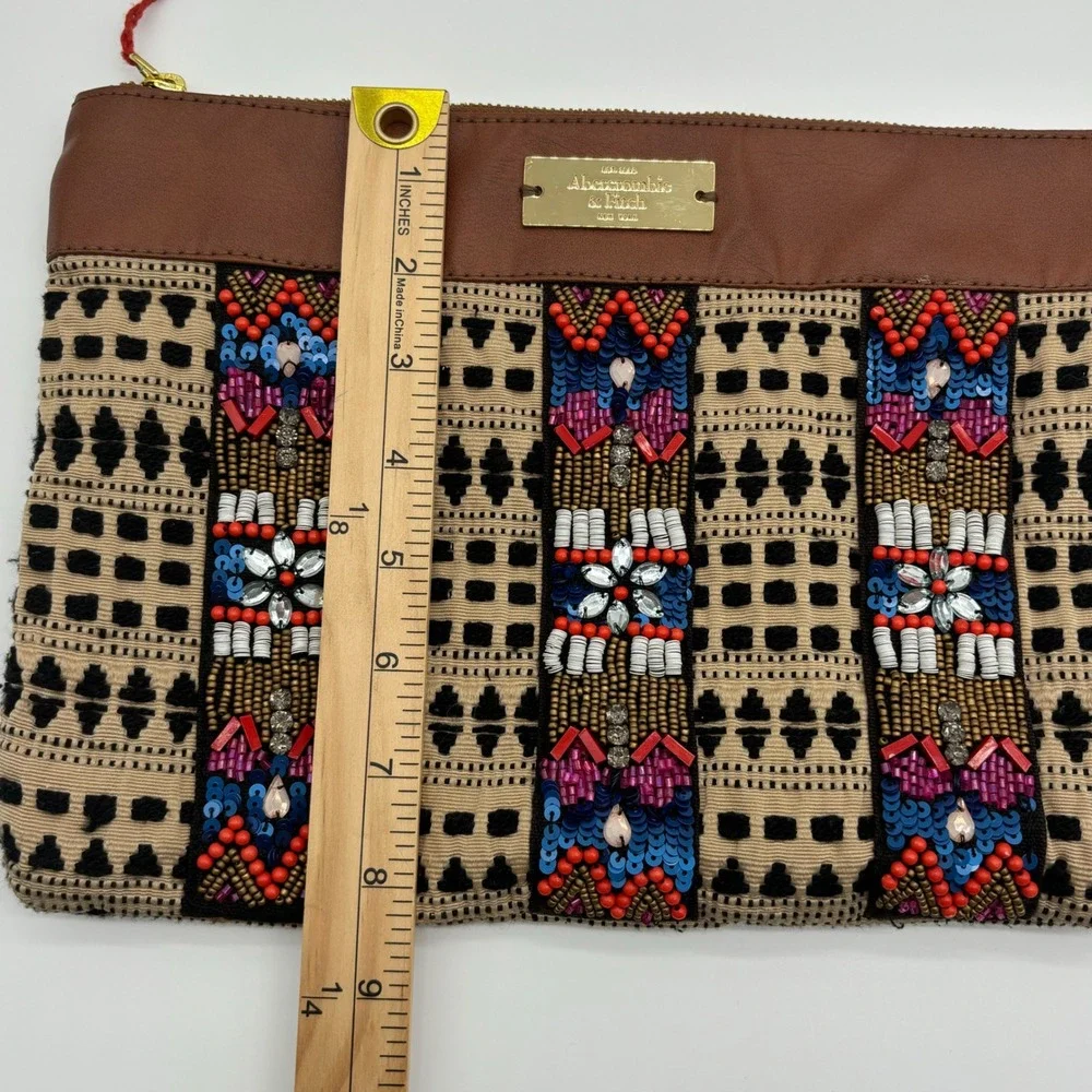 Abercrombie &‎ Fitch Beaded Sequin Clutch Purse Evening Bag with Tassel